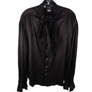 Shrine of Hollywood The Count Ruffle Shirt Men's L Black Pearl Snap Goth